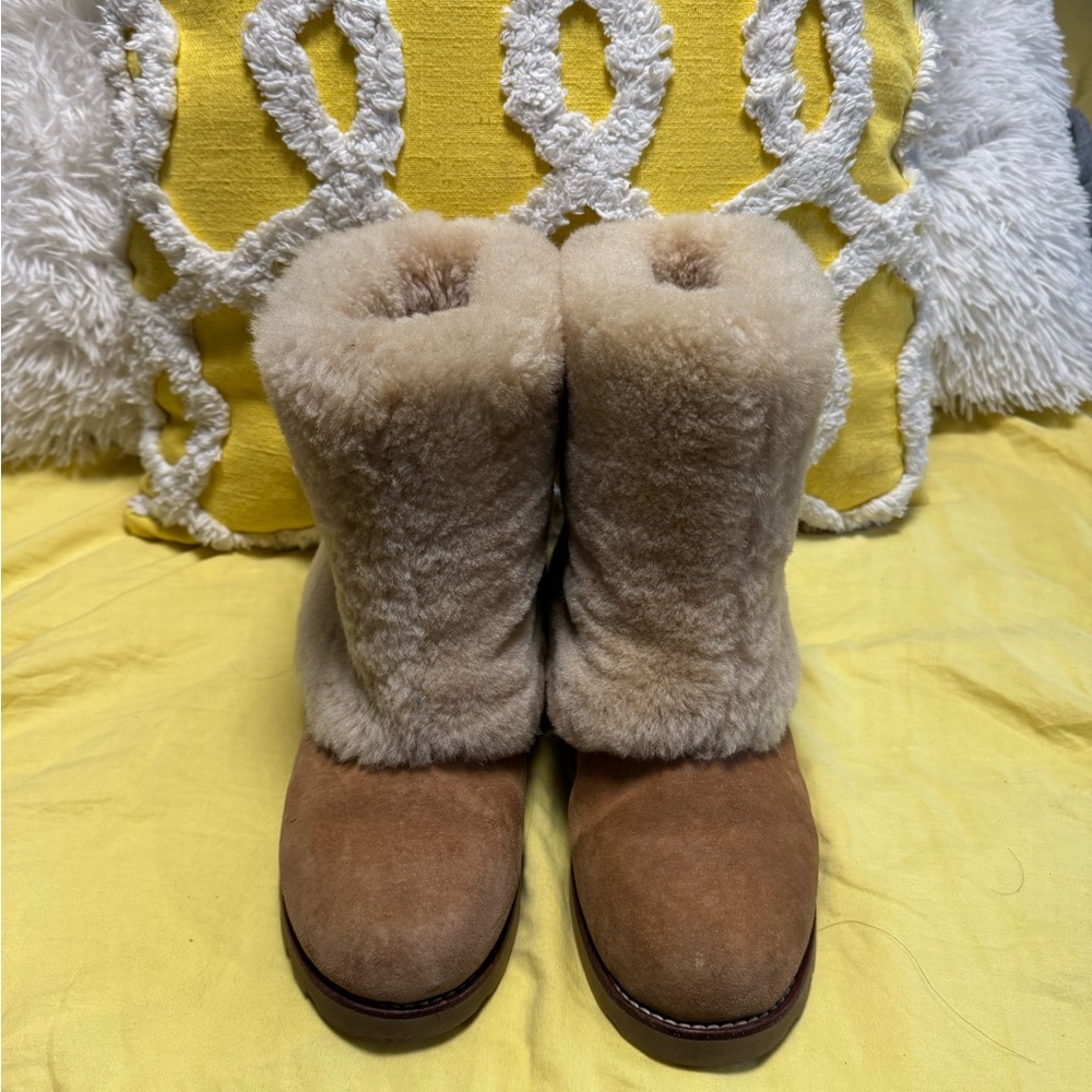 UGG Tan and Cream Shearling Boots